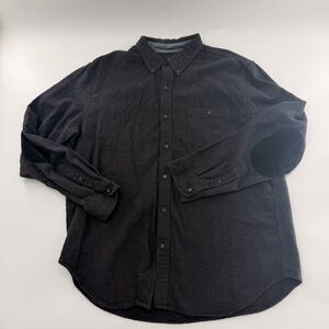 J. Crew Cotton Wool Blend Men’s Long Sleeve Button Up Shirt Grey Elbow Patch